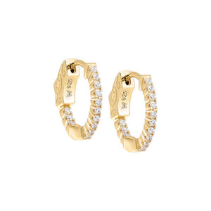 Gold / Pair Fancy Pavé CZ Round Huggie Earring - Adina Eden's Jewels