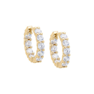 Gold / Pair Mini CZ Tennis Huggie Earring - Adina Eden's Jewels