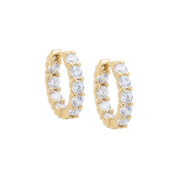 Gold / Pair Mini CZ Tennis Huggie Earring - Adina Eden's Jewels