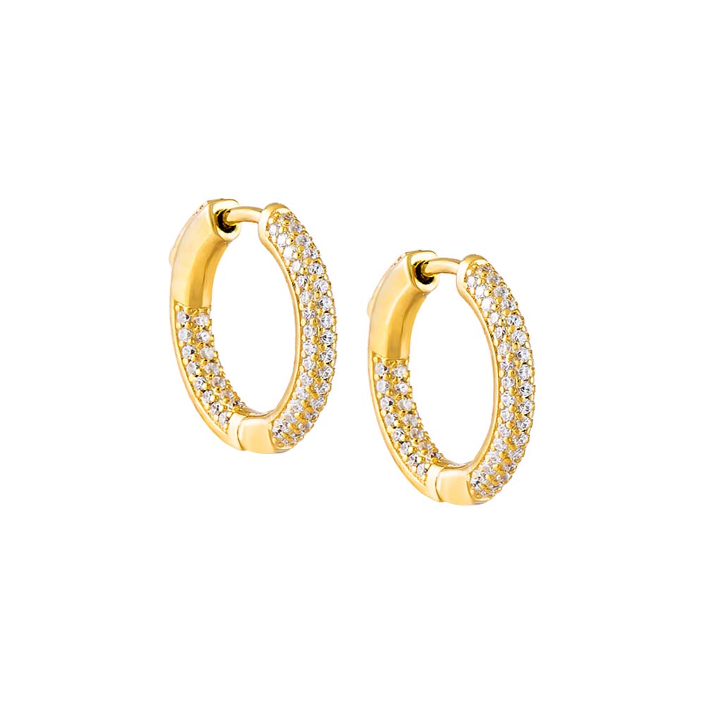 Gold Slim Pavé Huggie Earring - Adina Eden's Jewels