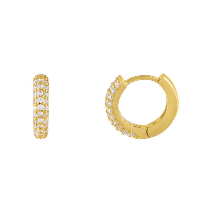 Gold / 14MM Classic Pavé Huggie Earring - Adina Eden's Jewels