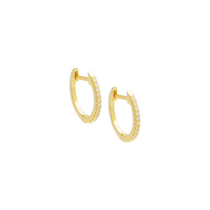 Gold / 15 MM Pavé Dainty Huggie Earring - Adina Eden's Jewels
