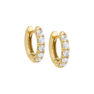 Gold / Pair Tiny Pave Huggie Earring - Adina Eden's Jewels