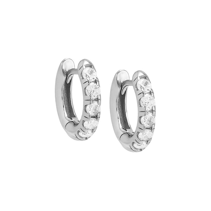 Silver / Pair Tiny Pave Huggie Earring - Adina Eden's Jewels