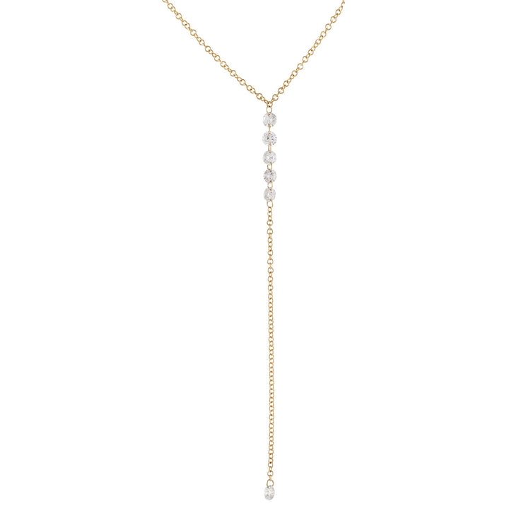 14K Gold Floating Diamond Lariat 14K - Adina Eden's Jewels