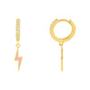 Sapphire Pink Lightning Bolt Enamel Huggie Earring - Adina Eden's Jewels