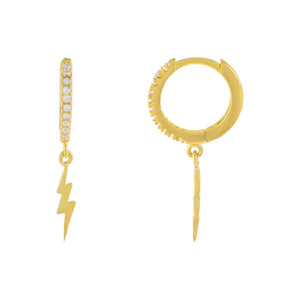 Gold CZ Lightning Huggie Earring - Adina Eden's Jewels