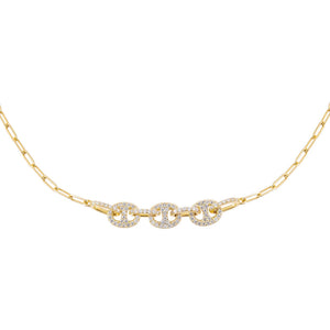 Gold Pavé Mariner Link Choker - Adina Eden's Jewels