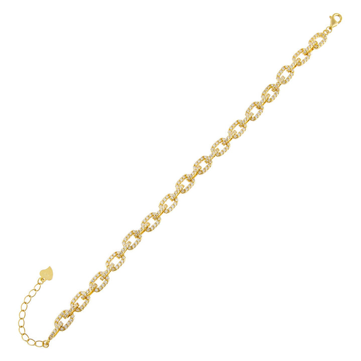 Gold Pavé Box Link Chain Bracelet - Adina Eden's Jewels