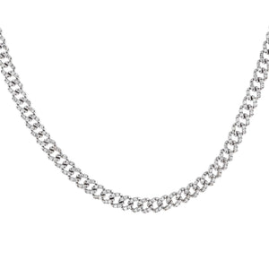 14K White Gold / 12" + 3" Extender Diamond Baby Pavé Cuban Link Choker 14K - Adina Eden's Jewels