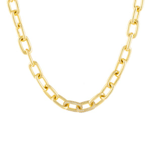 Gold Pavé Chain Necklace - Adina Eden's Jewels