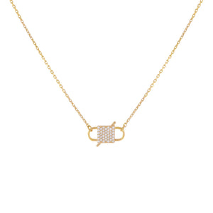 Gold Pavé Double Lock Necklace - Adina Eden's Jewels