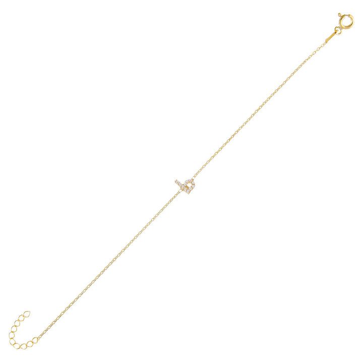 Gold / B Tiny Lowercase Pavé Initial Bracelet - Adina Eden's Jewels
