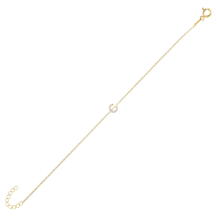Gold / C Tiny Lowercase Pavé Initial Bracelet - Adina Eden's Jewels