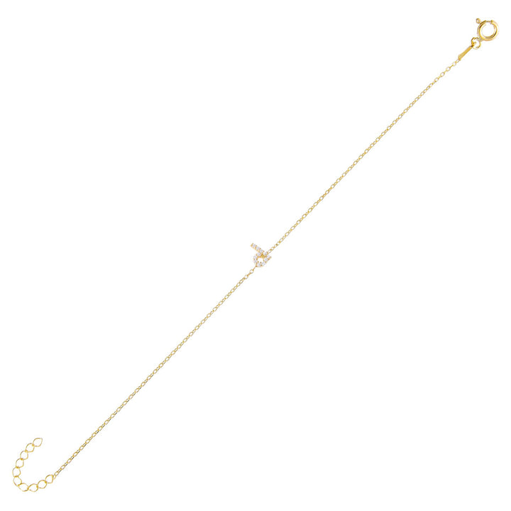 Gold / D Tiny Lowercase Pavé Initial Bracelet - Adina Eden's Jewels
