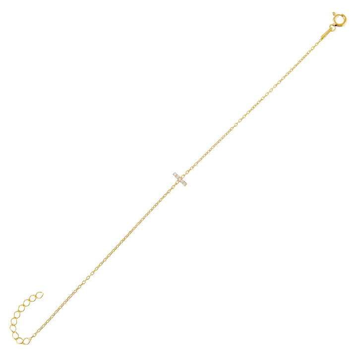 Gold / I Tiny Lowercase Pavé Initial Bracelet - Adina Eden's Jewels