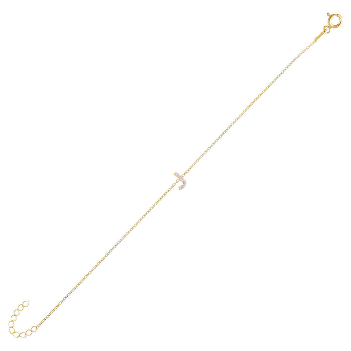 Gold / J Tiny Lowercase Pavé Initial Bracelet - Adina Eden's Jewels