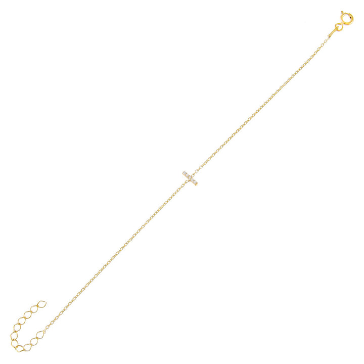 Gold / L Tiny Lowercase Pavé Initial Bracelet - Adina Eden's Jewels