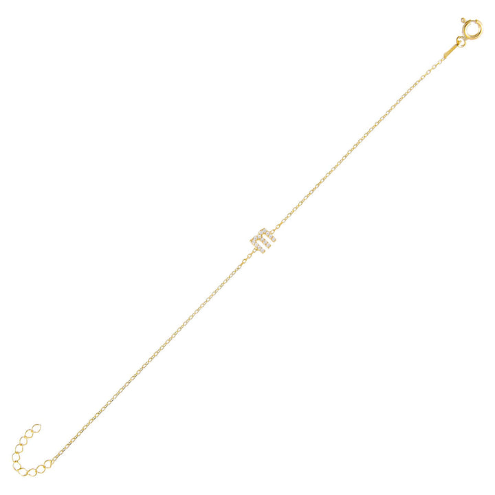 Gold / M Tiny Lowercase Pavé Initial Bracelet - Adina Eden's Jewels