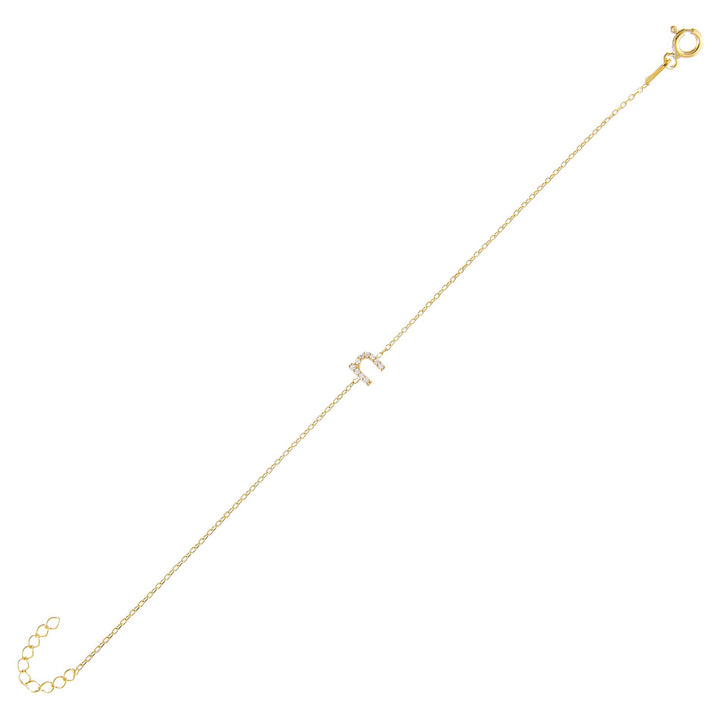 Gold / N Tiny Lowercase Pavé Initial Bracelet - Adina Eden's Jewels