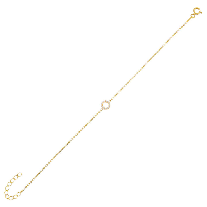 Gold / O Tiny Lowercase Pavé Initial Bracelet - Adina Eden's Jewels