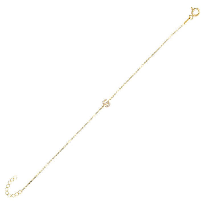 Gold / S Tiny Lowercase Pavé Initial Bracelet - Adina Eden's Jewels