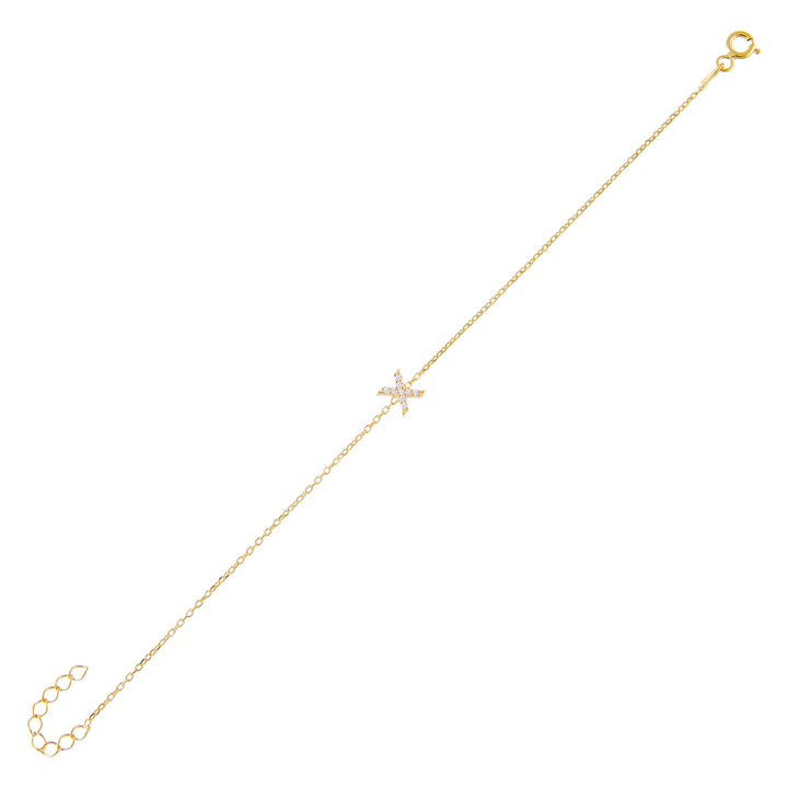 Gold / X Tiny Lowercase Pavé Initial Bracelet - Adina Eden's Jewels