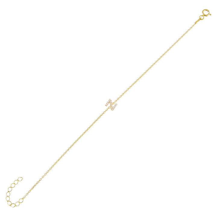 Gold / Z Tiny Lowercase Pavé Initial Bracelet - Adina Eden's Jewels