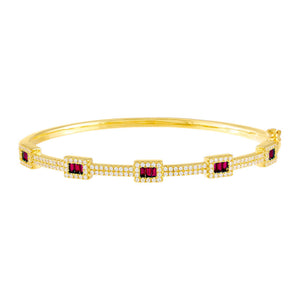 Magenta CZ Illusion Baguette Bangle - Adina Eden's Jewels