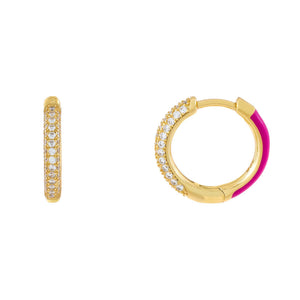  Pavé x Enamel Huggie Earring - Adina Eden's Jewels