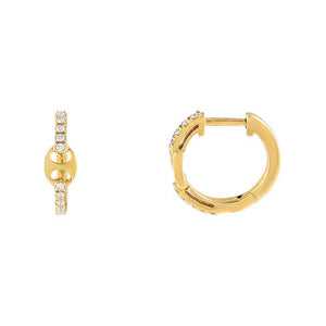 14K Gold / 12MM Diamond Mariner Link Hoop Earring 14K - Adina Eden's Jewels