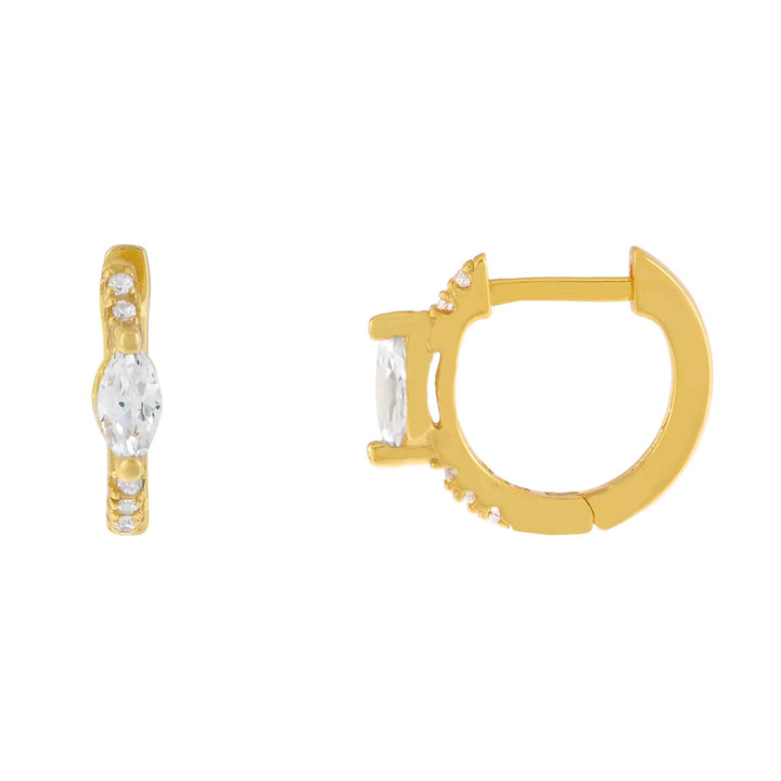 Gold / Pair CZ Marquise Huggie Earring - Adina Eden's Jewels