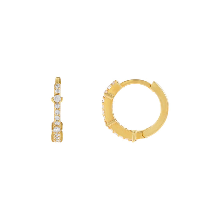 Gold CZ Thin Solitaire Huggie Earring - Adina Eden's Jewels
