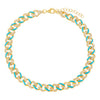 Turquoise Pavé Neon Enamel Chain Link Anklet - Adina Eden's Jewels