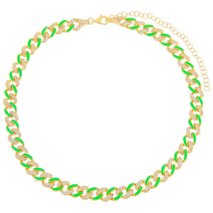Lime Green Pavé Neon Enamel Chain Link Anklet - Adina Eden's Jewels