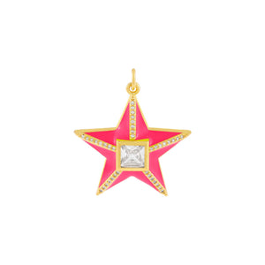 Neon Pink CZ Star Enamel Charm - Adina Eden's Jewels