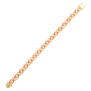 Neon Pink Pavé Neon Pink Enamel Chain Link Bracelet - Adina Eden's Jewels