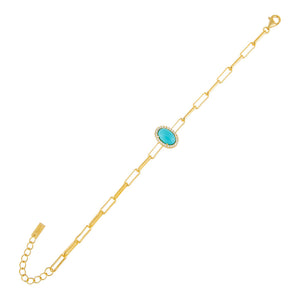 Turquoise CZ Turquoise Round Stone Bracelet - Adina Eden's Jewels