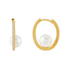 Pearl White CZ X Pearl Oval Hoop Earring - Adina Eden's Jewels