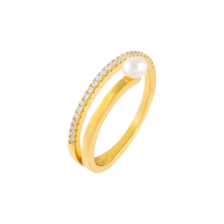 Pearl White / 6 CZ X Pearl Wrap Ring - Adina Eden's Jewels