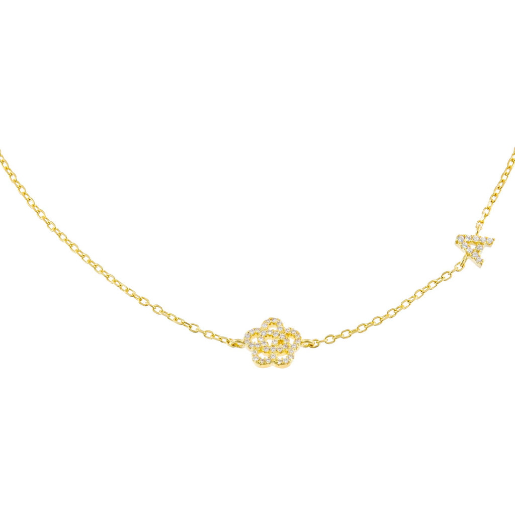 Gold / Q Pavé Rose Initial Choker - Adina Eden's Jewels