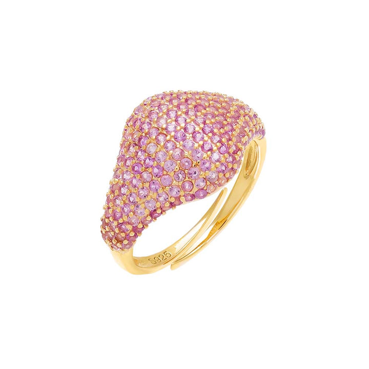 Sapphire Pink / 3 Colored Pavé Pinky Ring - Adina Eden's Jewels