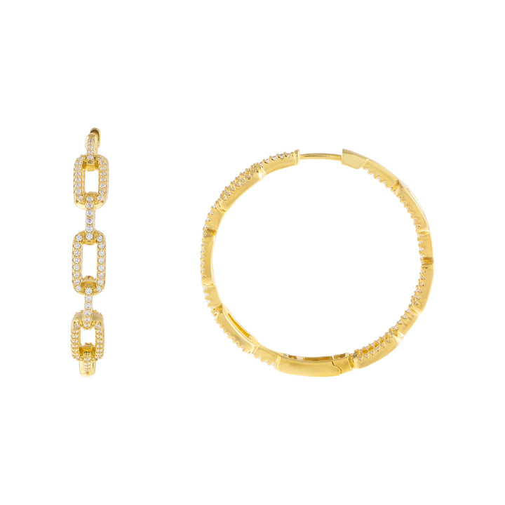 Gold Pavé Open Link Hoop Earring - Adina Eden's Jewels