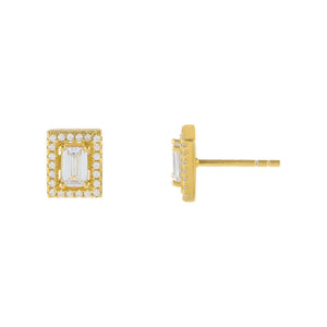 Gold Illusion Baguette Stud Earring - Adina Eden's Jewels