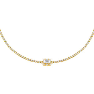 Gold CZ Baguette Tennis Choker - Adina Eden's Jewels