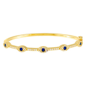 Sapphire Blue CZ Evil Eye Bangle - Adina Eden's Jewels