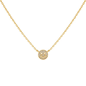 Gold CZ Smiley Face Necklace - Adina Eden's Jewels