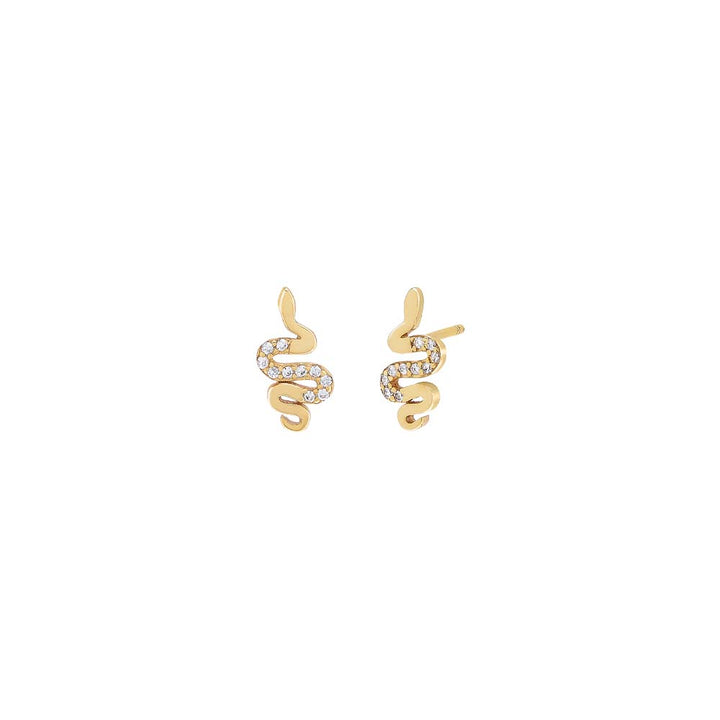 Gold / Pair Pavé/Solid Snake Stud Earring - Adina Eden's Jewels