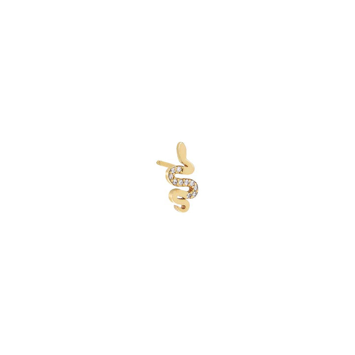 Gold / Single Pavé/Solid Snake Stud Earring - Adina Eden's Jewels