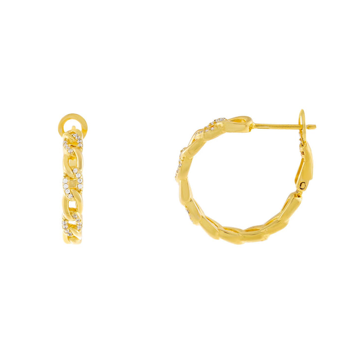 Gold CZ Chain Hoop Earrings - Adina Eden's Jewels